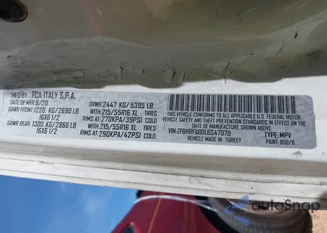 2020 Ram Promaster City Tradesman z USA, uszkodzony, nr VIN ZFBHRFAB0L6S47079